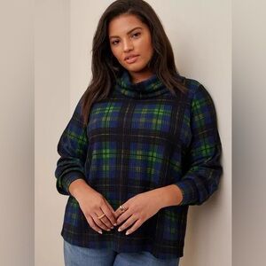 Torrid Brushed Waffle Cowl Neck Top, Blue, Size 5X